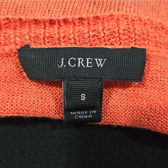 🐢 J.CREW Orange Linen Drop Shoulder Swing Sweater  Sz Small - Picture 4 of 12